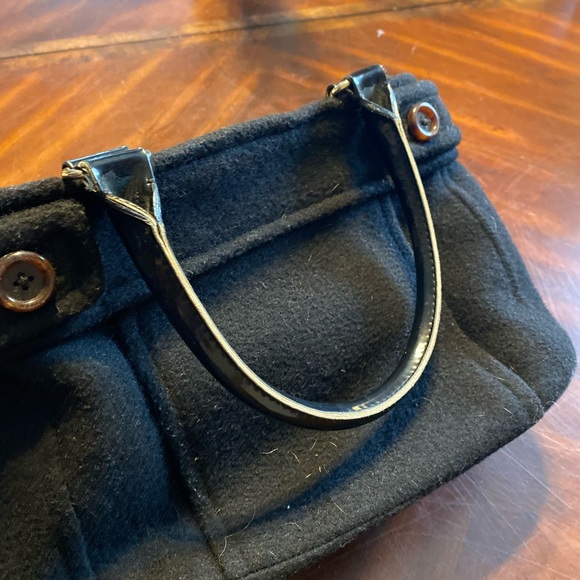 Kate Spade Black Wool Satchel with Button Accents - Picture 3 of 7